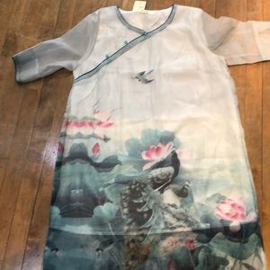 Asian flower peacock dress